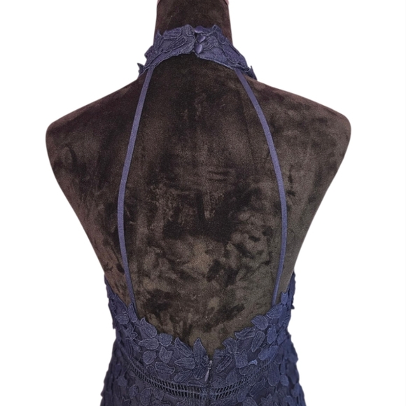 ✨️Bardot Navy Blue Lace Halter Midi Dress - Size 8 NWT - Picture 6 of 11
